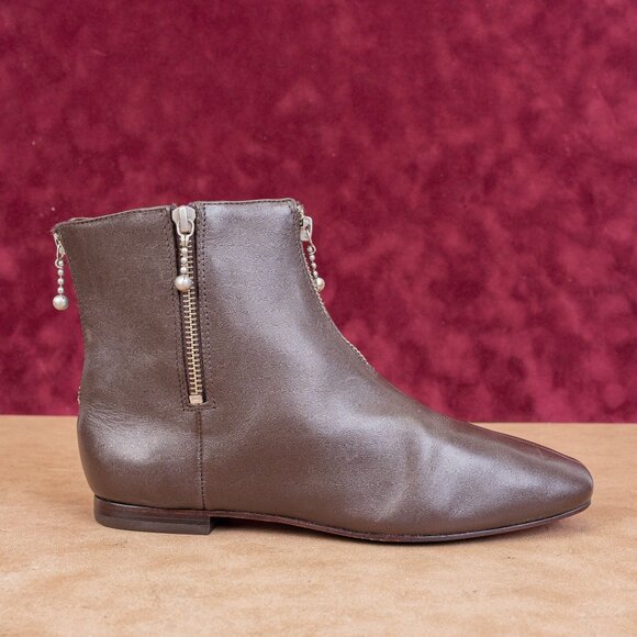 Tory Burch Women Zip Brown Leather Fashion Ankle Boots sz 7.5 - Picture 4 of 9